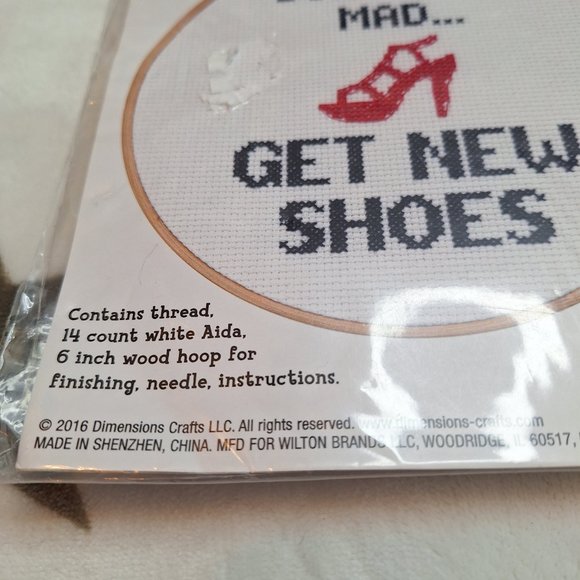 Dimensions Counted Cross Stitch Kit ~ Don't Get Mad... Get New Shoes #70-74697 - Picture 2 of 7